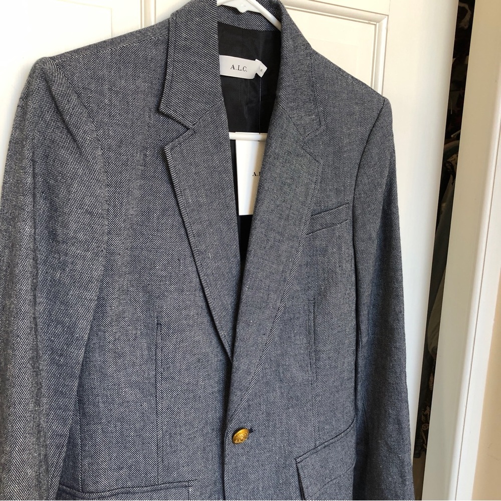 A.L.C. Cotton/Linen Blazer/Jacket Grey Single Button Size 6 - Picture 12 of 16